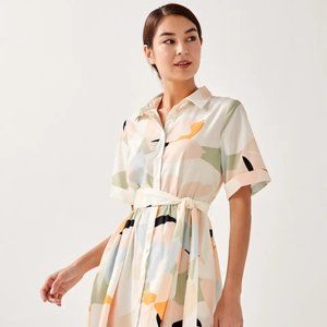 Love Bonito - Ava Button Down Shirt Dress in Alluring Bloom, Cream